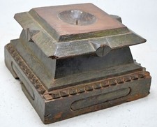 Antico di Legno Colonna Basamento Portacandele Stand Originale Fine Mano