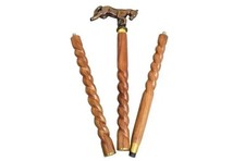 Bastone da passeggio artigianale in legno manico testa di cavallo in...