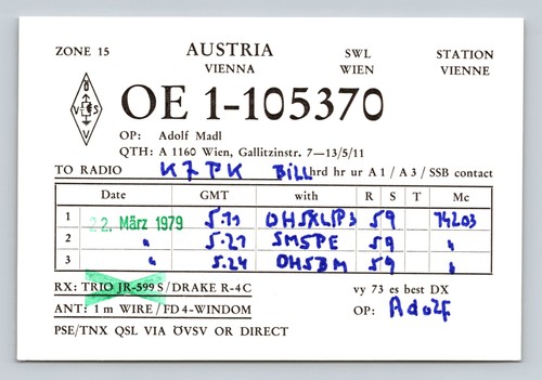 Ham radio qsl - ham, oe1-105370