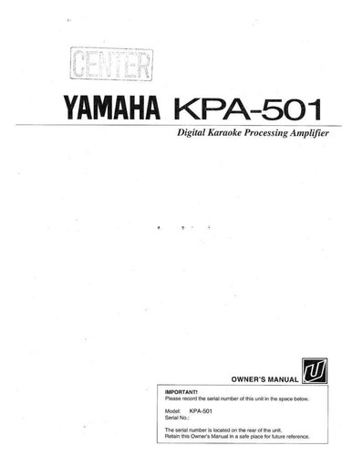 Yamaha kpa 501 manuale - yamaha, kpa-501
