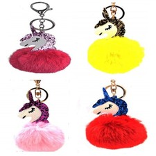 Portachiavi unicorno pom pom eco pelliccia L.25240