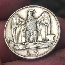 5 LIRE 1927 "AQUILOTTO" - REGNO DI ITALIA VITTORIO EMANUELE III - ARGENTO 