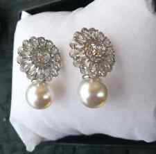 ORECCHINI DI PERLE IN ARGENTO CON ZIRCONI E SWAROVSKI ORECCHINI SPOSA A RAGGIERA