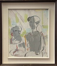 SGARAVATTI GUIDO (1925 - 2019) DONNA E BAMBINO olio su faesite s. d. cm. 50 x 60