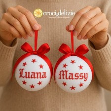 Coppia 2 Palline di Natale Personalizzate con Nome Idea Regalo Complete Scatola