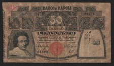 50 LIRE ROSA 23/02/1911 BANCO DI NAPOLI qBB