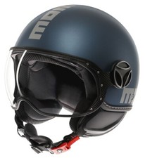 CASCO HELMET MOTO JET MOMO DESIGN FGTR EVO DOPPIA VISIERA BLU AVIO SILVER TG L