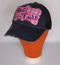 Cappello donna maglia schiena nero invecchiato regolabile Boat Hair Don't Care nuovo