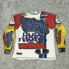 Maglia Motocross Vintage Sinisalo Uomo XL Rossa Pura Moto Worldwide Anni 90 Shirt Top