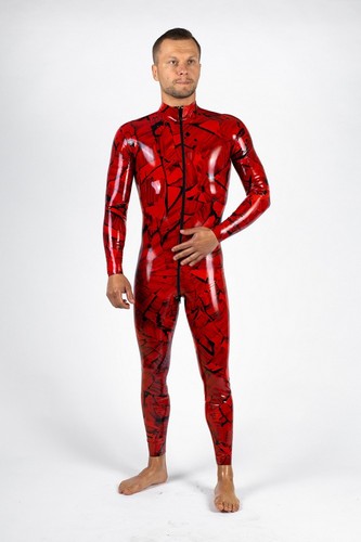 Catsuit rosso nero in - e,