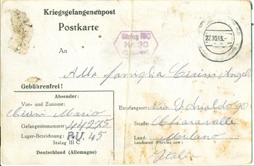 Germany 1943 cover - pow, italy