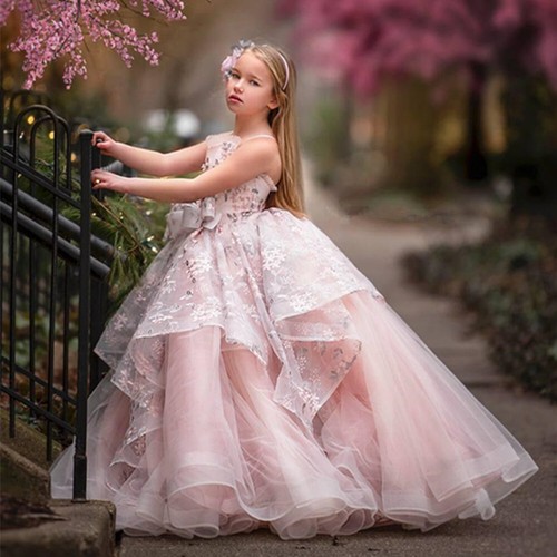 Abiti bambina fiori rosa senza