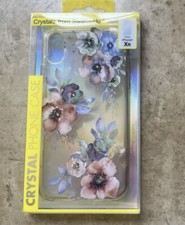 Custodia trasparente telefono cristallo per iPhone XR fiori realizzata con cristalli Swarovski nuova