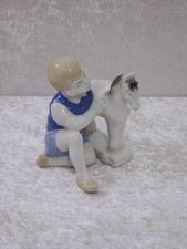 DDR Wagner & Apel Porcellana Design Figura Bambino Cavallo a Dondolo - Vintage -