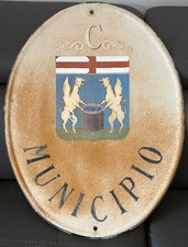 insegna targa vintage municipio antica dipinta smaltata pubblicitaria