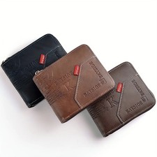 Portafoglio Uomo Pelle PU Cera Portamonete Zip Porta Carte Elegante Vintage