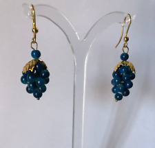 Orecchini "grappolo" in pallini di lapislazzuli e foglie in argento 925 dorato