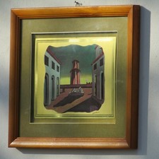 OPERA SU LASTRA IN OTTONE INCISIONE SERIGRAFICA " GIORGIO de CHIRICO  1888-1978
