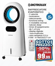 Dictrolux Raffrescatore Evaporativo vano serbatoio 3,5 Lt. 110 W-