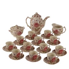 Servizio da Caffè Antico Porcellana Johnson Bros. Rose Chintz '900 Originale