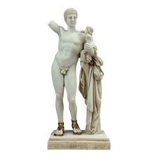 Statua in marmo fuso greco maschile di Ermetele e il bambino Dioniso