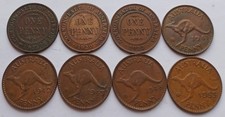 Lot of 8 Australian Pennies