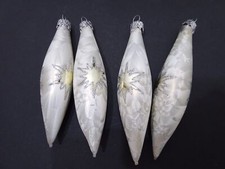 4 X Decorazioni Natalizie Gocce Di Ghiaccio Vintage Color Argento Glitter