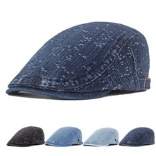Men Denim Newsboy Beret Flat