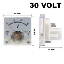 VOLTMETRO ANALOGICO DI TENSIONE 30V, 0-30V DC DA PANNELLO CORRENTE CONTINUA 