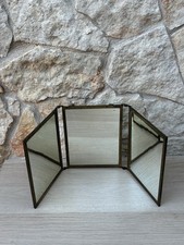 Specchio Trittico Da Barbiere Vintage In Metallo Ottone