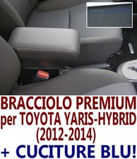 Bracciolo Premium per TOYOTA YARIS - HYBRID (2012 - 2014) con CUCITURE BLU !!! @