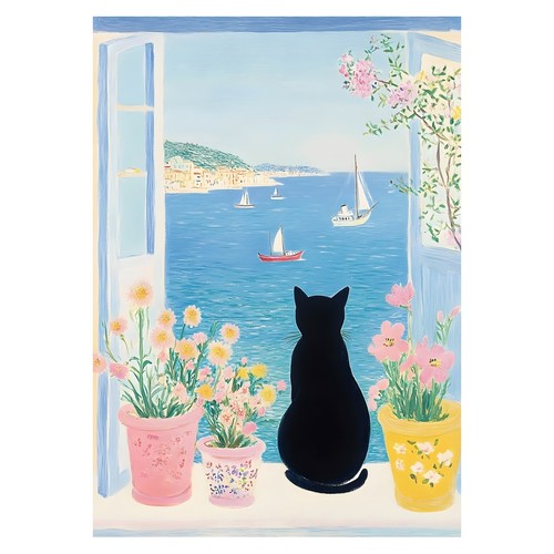 Gatto mare vista - gatto, al