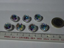 LOTTO 7 BOTTONI GIOIELLO STRASS COLOR LASER ANNI 80 VINTAGE DIAMETRO 1,4 CM 