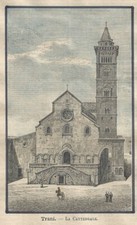 Stampa antica TRANI la CATTEDRALE Bari Puglia 1891 Old antique print
