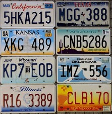 8 TARGHE Auto Americane ORIGINALI  - Gli 8 Stati attraversati dalla US ROUTE 66