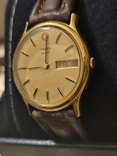 Vintage Timex M CELL Gold Tone Case Quartz Analog Men's Watch for Repairs