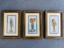 Quadri piccoli, stampe fiori moderni in vaso, cornice legno, iris, garofani [2]