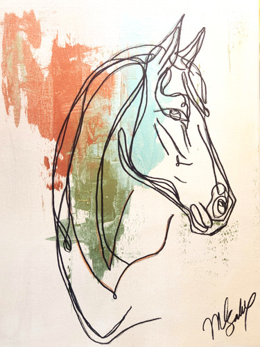 Quadro moderno cavallo 12x16