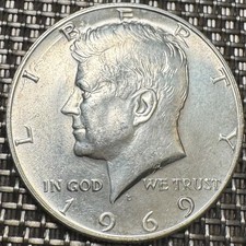 PIECE DE 50 CENTS KENNEDY HALF DOLLAR 1969 D (1325) EN ARGENT