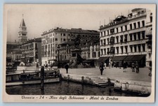Cartolina Venezia Italia Riva degli Schiavoni Hotel de Londres c1920 foto RPPC