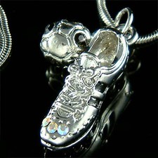 3D Calcio Scarpe Sfera IN Swarovski Cristallo Rotondo Calcio Unisex Collana