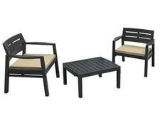 SALOTTINO 3 PEZZI LOMBOK ANTRACITE 2 POSTI  cm. 76x61x48,5h.  peso kg.18,3