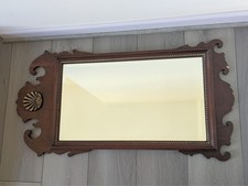 Specchio da parete vintage stile Chippendale legno intagliato conchiglia acero 28,5"