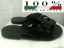 Emozioni Infradito Sandalo Uomo Artigianale Cucito Pelle Nero N°40 Nuovo 