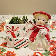 Vtg RELCO Xmas Girl Shopper