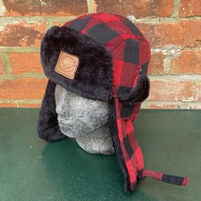 Cappello Penfield Trapper Uomo S/M 57cm Rosso Bufalo Plaid Lumberjack Flap Cap USA