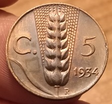Moneta 5 Centesimi 1934 Spiga