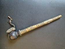 Antica pipa oppio in legno e filigrana orientale