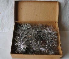 vecchio addobbo per albero di Natale, scatola originale con 12 stelle pennello