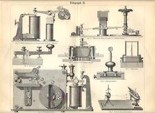 Stampa antica TELEGRAFO macchina dettagli TELEGRAPH 1890 Old antique print
